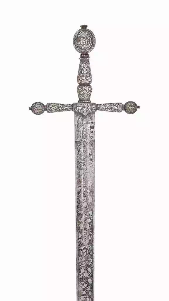 匿名艺术家制作的一柄德国十字剑,约1600至1625年.